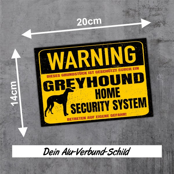 Greyhound Schild Warning Security System Türschild Hundeschild Warnschild Schild Hund