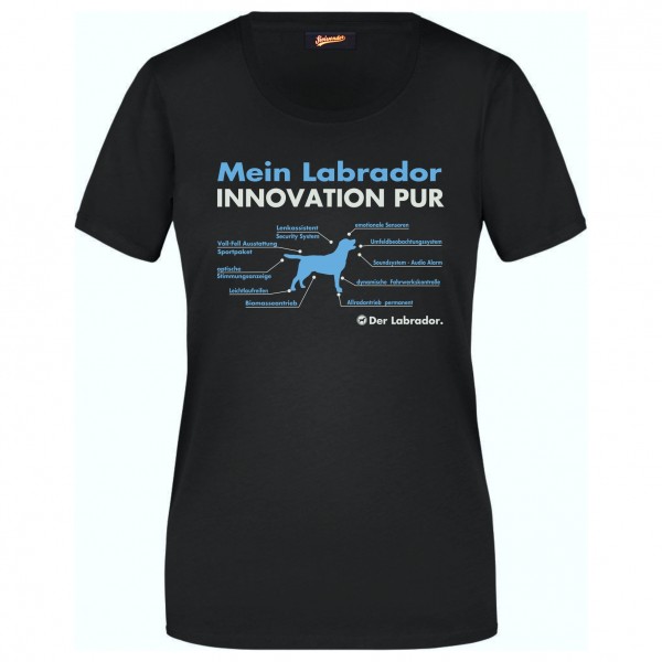 Labrador Damen T-Shirt Innovation Hundemotiv Retriever Lab Labby Labbie Schwarz