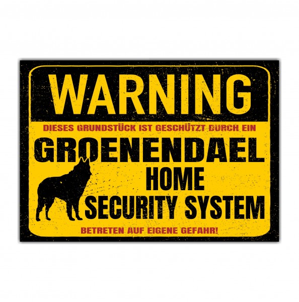 Groenendael Schild Warning Security System Türschild Hundeschild Warnschild Schild Hund