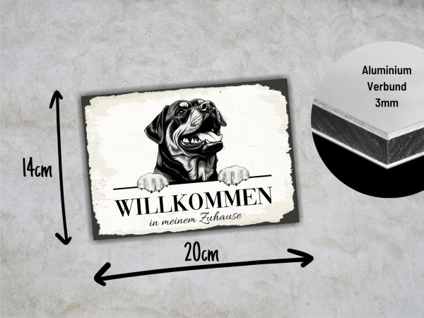Hundeschild Willkommen Zuhause Rottweiler Rottie Schild Achtung Spruch