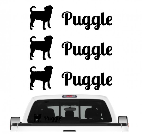 Puggle Mops Beagle Mix Mischling Designerhund Dog 3er Set AUTOAUFKLEBER Aufkleber Hunde Hundemotiv by SIVIWONDER
