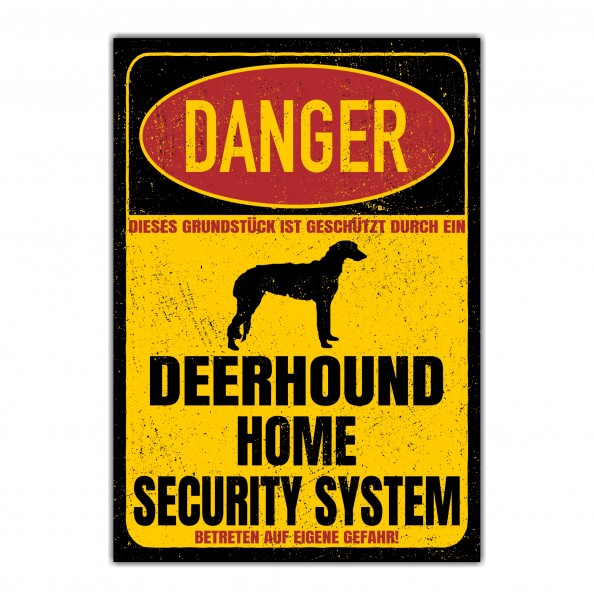 Deerhound Scottish Highland Schottischer Hirschhund Dog Türschild Danger Security System Warnschild Hund Schilder Hundeschild happy Design by Siviwonder