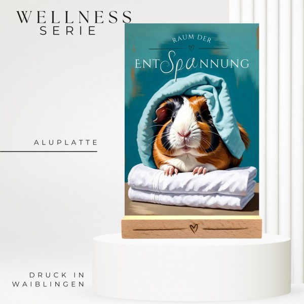 Meerschweinchen Schild Wellness Handtuch Entspannung Schild Spruch