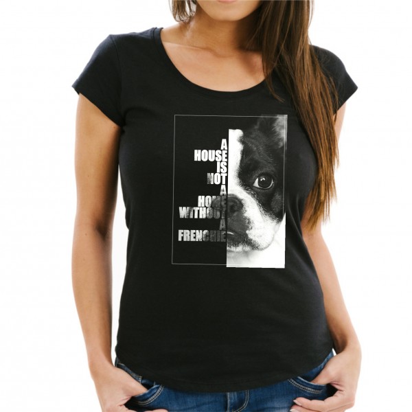Französsiche Bulldogge Damen T-Shirt Face Hundemotiv Frenchie French Bulldog Bully Dog