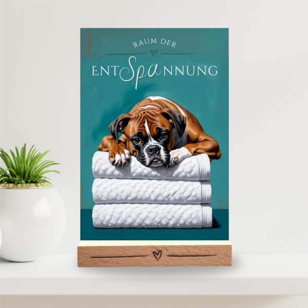 Hundeschild Deko Badezimmer Wellness Boxer deutscher Schild Spruch