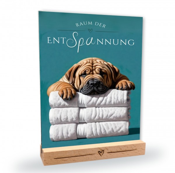 Hundeschild Deko Badezimmer Wellness Shar Pei Faltenhundd Schild Spruch