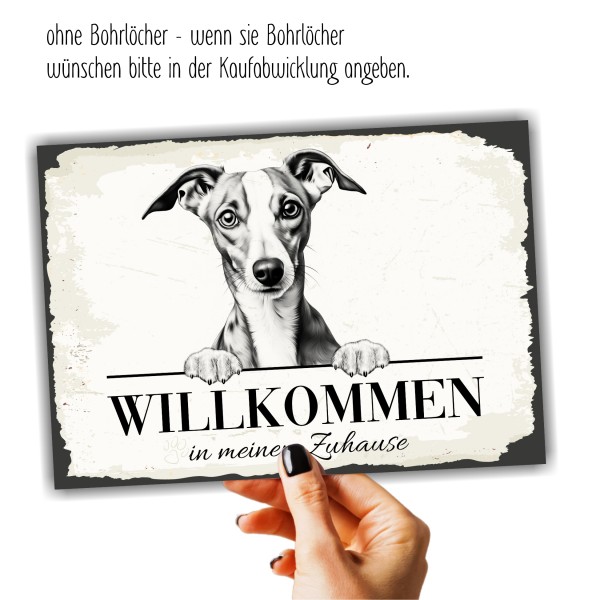Hundeschild Willkommen Zuhause Whippet Windhund Schild