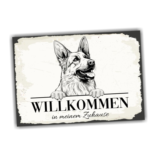Hundeschild Willkommen Zuhause Deutscher Schäferhund Schild Achtung Spruch