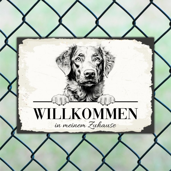 Hundeschild Willkommen Zuhause Chesapeake Bay RetrieverSchild Achtung