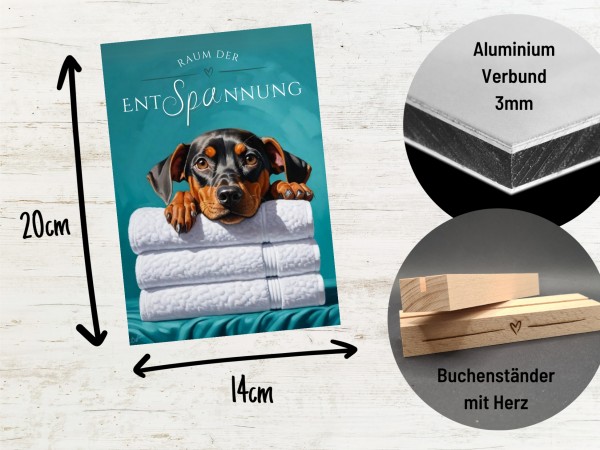Hundeschild Deko Badezimmer Wellness Deutscher Pinscher Schild Spruch
