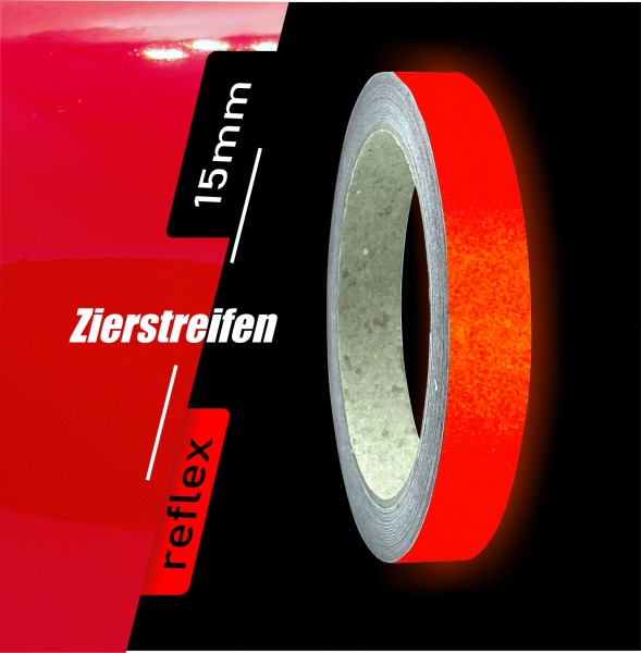 Zierstreifen reflektierend rot 15mm 10 m Länge für Auto Boot Klebeband Dekorstreifen Reflexstreifen Tuningstreifen Autofolie Siviwonder