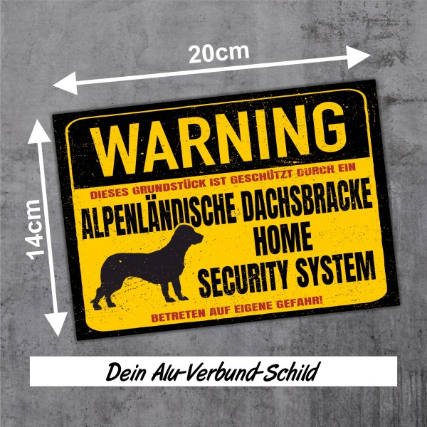 Alpenländische Dachsbracke Bracke Österreichische Dachsbracke Bracken Dog Türschild Warning Security System Warnschild