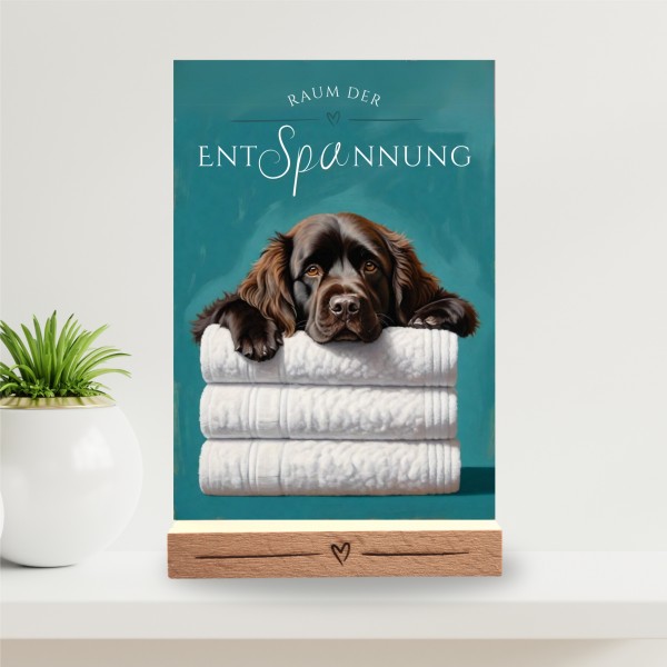 Hundeschild Deko Badezimmer Wellness Neufundländer Neufi Schild Spruch