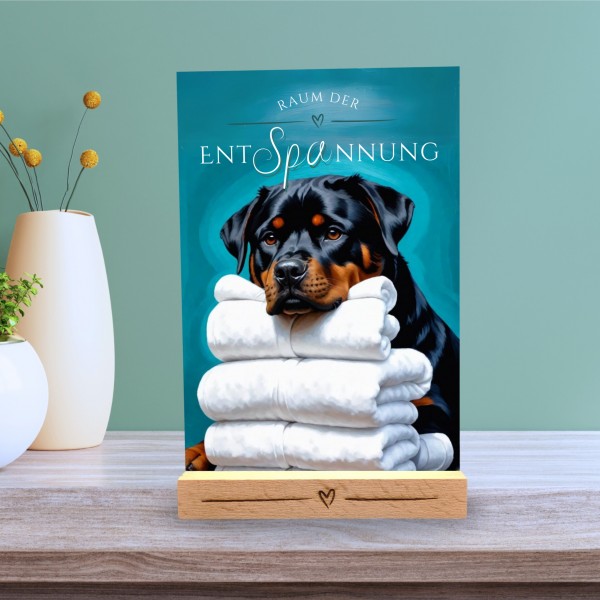 Hundeschild Deko Badezimmer Wellness Rottweiler Rottie Schild Spruch