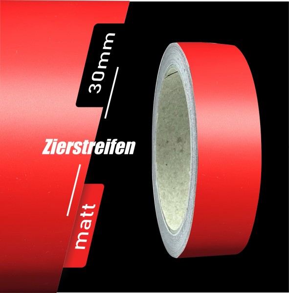 Zierstreifen Matt rot feuerrot verkehrsrot 30mm in in 10 m Länge für Auto Boot Klebeband Dekorstreifen Tuningstreifen Autofolie Siviwonder