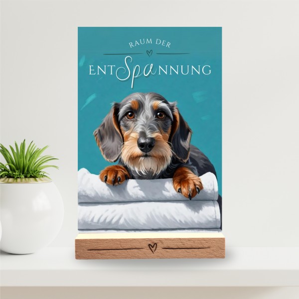 Hundeschild Deko Badezimmer Wellness Rauhaardackel Dackel Schild Spruch