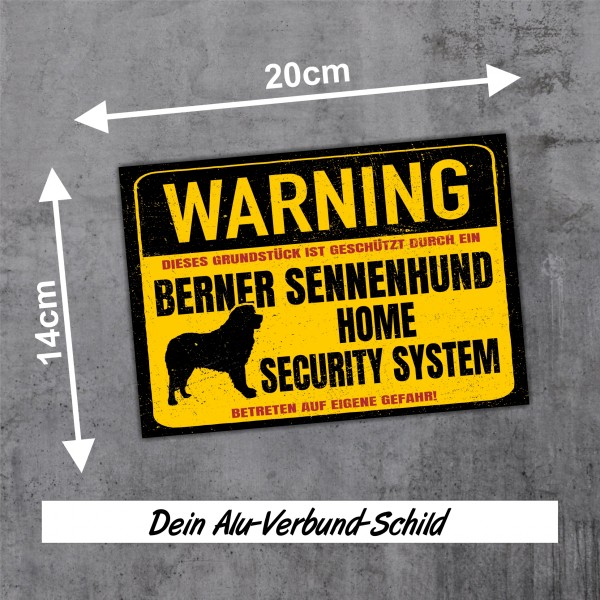 Berner Sennenhund Sennen Dog Schild Warning Security System Türschild Hundeschild Warnschild