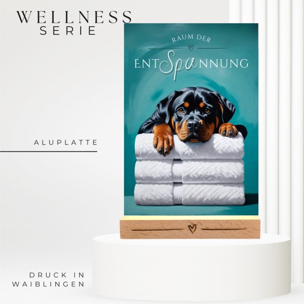 Hundeschild Deko Badezimmer Wellness Rottweiler Rottie Schild Spruch