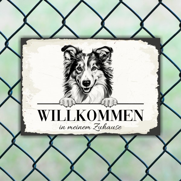 Hundeschild Willkommen Zuhause Sheltie Shetland Sheepdog Schild Achtung