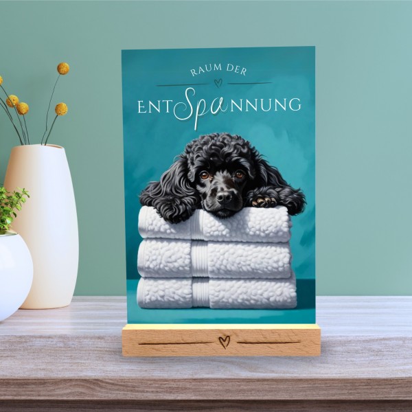 Hundeschild Deko Badezimmer Wellness Pudel Poodle Schild Spruch