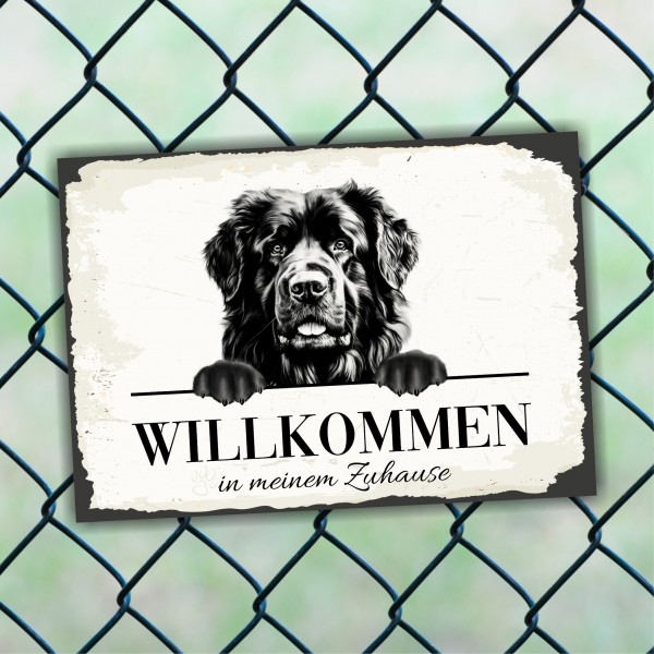 Hundeschild Willkommen Zuhause Neufundländer NeufiSchild Achtung Spruch