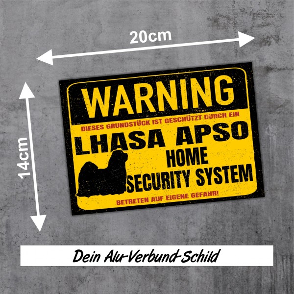Lhasa Apso Schild Warning Security System Türschild Hundeschild Warnschild Hund Warnung