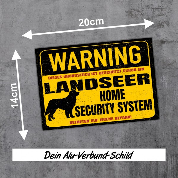 Landseer Schild Warning Security System Türschild Hundeschild Warnschild Hund Vorsicht