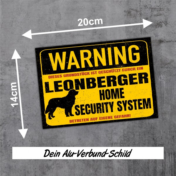 Leonberger Schild Warning Security System Türschild Hundeschild Warnschild Hund Warnung