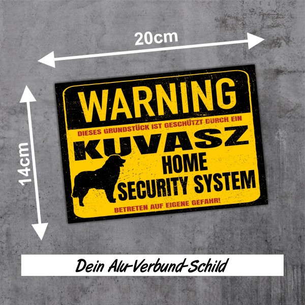 Kuvasz Schild Warning Security System Türschild Hundeschild Warnschild Hund