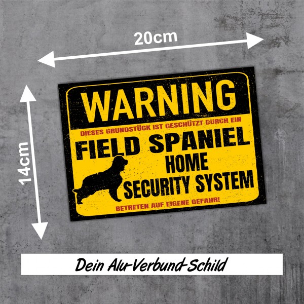 Field Spaniel Schild Warning Security System Türschild Hundeschild Warnschild Schild Hund