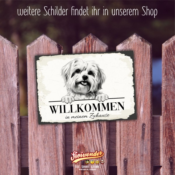 Hundeschild Willkommen Zuhause Malteser Maltese Schild Achtung Spruch