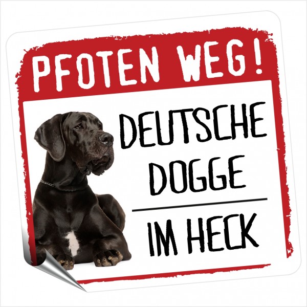 Dogge deutsche Great Dane No.1 Aufkleber PFOTEN WEG Hundeaufkleber Folie Hund-Copy