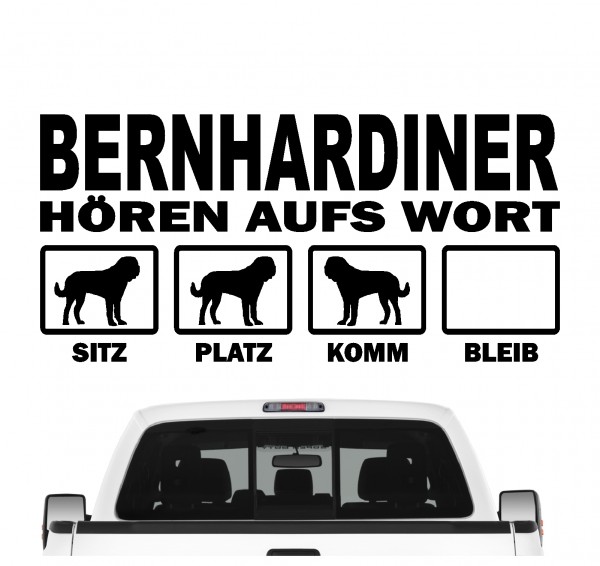 Bernhardiner Fass St. Bernhardshund Dog Hört aufs Wort Hunde Aufkleber Sticker Autoaufkleber