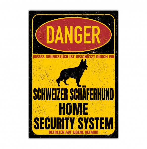 Schweizer Schäferhund Türschild Danger Security System Warnschild Hund Schilder Hundeschild