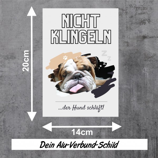 Englische Bulldogge Hund nicht klingeln schlafen Schild Dog Hund Spruch Türschild Hundeschild Wall Art Gefährte