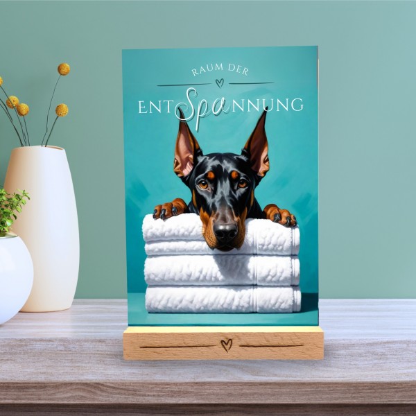 Hundeschild Deko Badezimmer Wellness Dobermann Dobi Schild Spruch