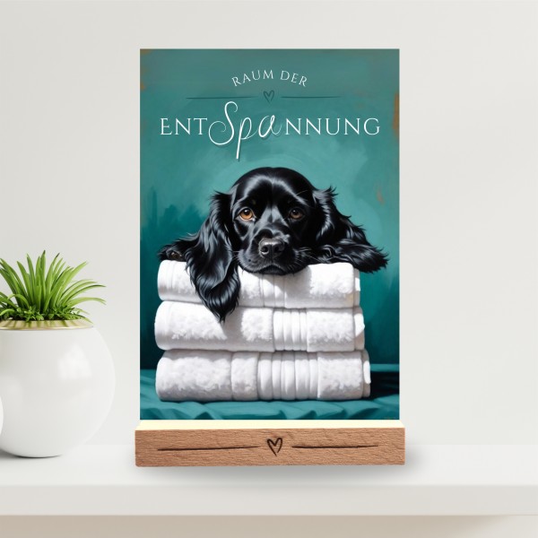 Hundeschild Deko Badezimmer Wellness Cocker Spaniel Schild Spruch