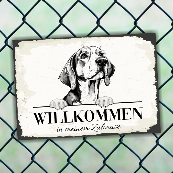 Hundeschild Willkommen Zuhause Beagle Schild Achtung Zaun Frau Spruch Türschild Hundeschild Warnschild Design by Siviwonder