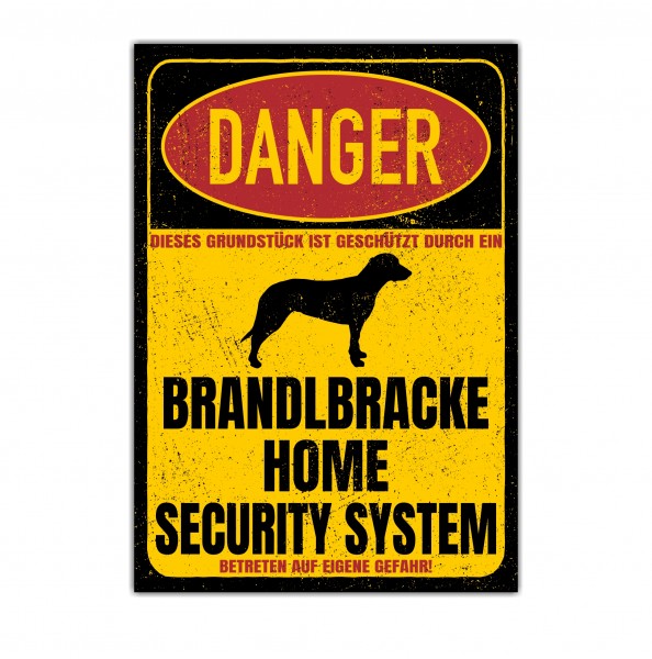 Brandlbracke Kärntner Bracke Bracken Jagdhund Dog Türschild Danger Security System Warnschild Hund Schilder Hundeschild happy Design by Siviwonder