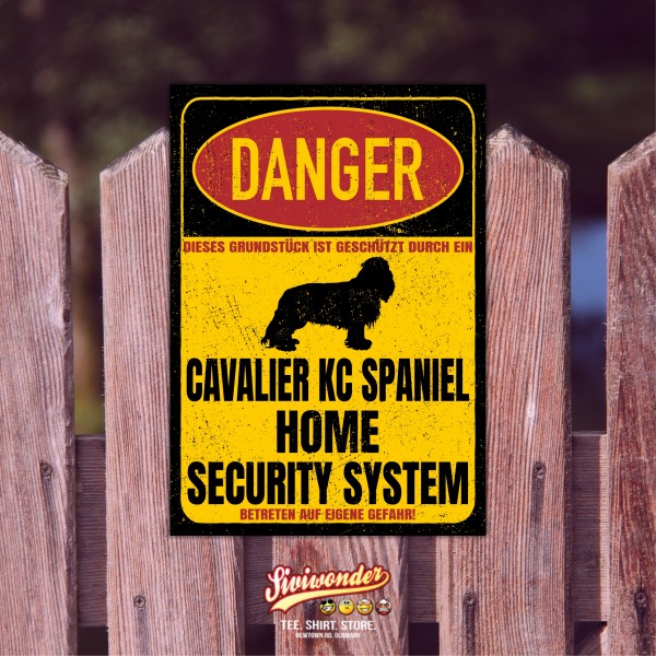 Cavalier King Charles Spaniel Cav Cavie Dog Türschild Danger Security System Warnschild Hund Schilder Hundeschild happy Design by Siviwonder