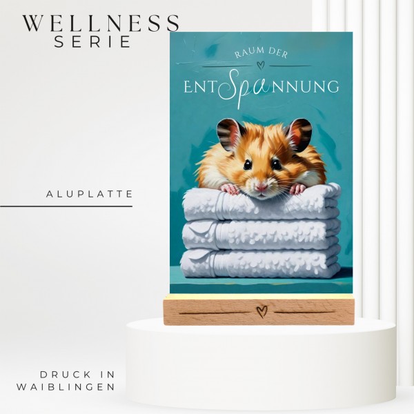 Hamster Goldhamster Schild Wellness Handtuch Entspannung Schild Spruch