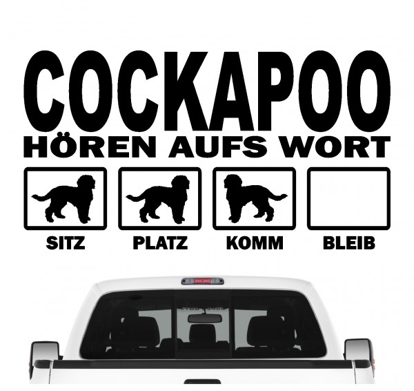 Cockapoo Poo Cocker Spaniel Pudel Mischling Mix Dog Hört aufs Wort Hunde Aufkleber Sticker Autoaufkleber