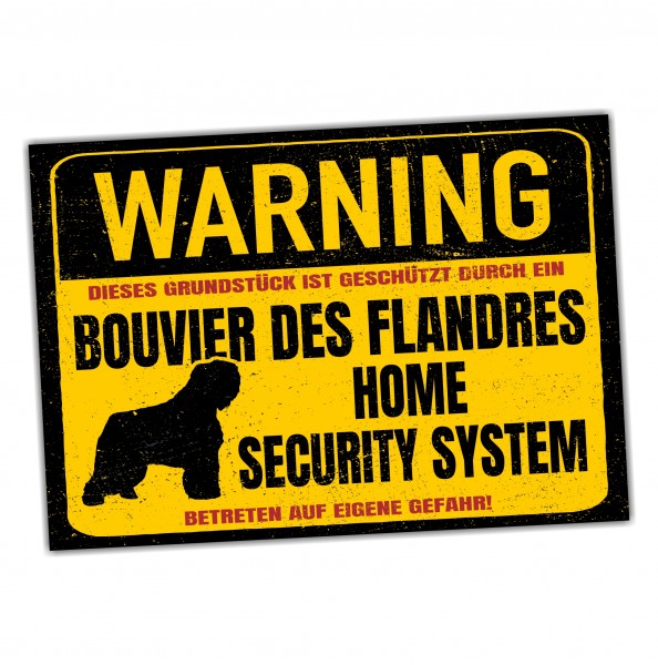 Bouvier des Flandres Dog Schild Warning Security System Türschild Hundeschild Warnschild