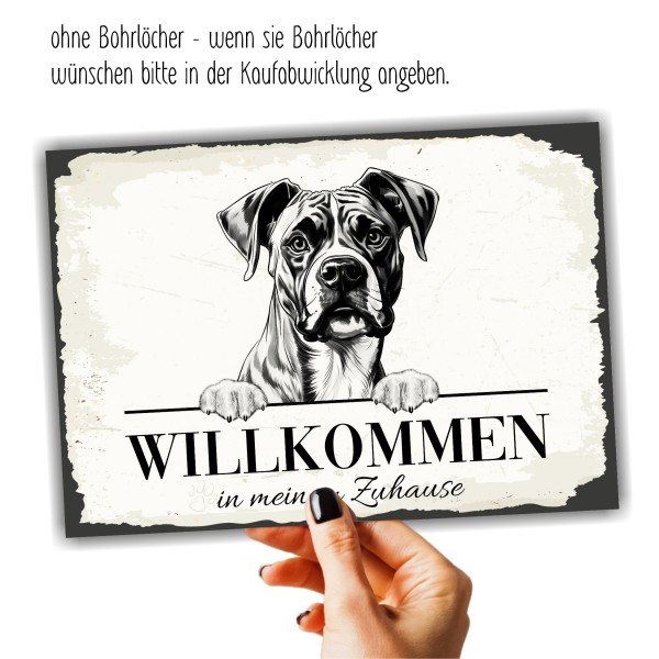 Hundeschild Willkommen Zuhause Boxer deutscher Schild