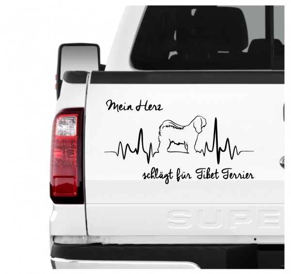 Tibet Terrier Tibetan Terrier Tsang Apso Hundeaufkleber Herz AUTOAUFKLEBER Aufkleber Hunde HEARTBEAT