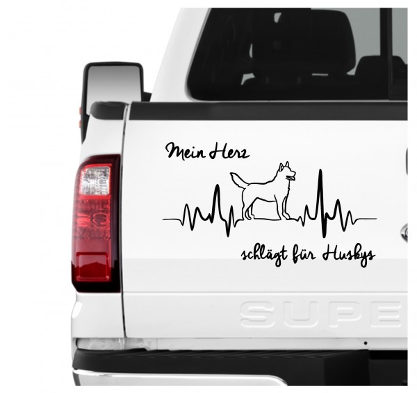 Husky Siberian Icee Sibe Chukcha Huskies Sibireien Schlittenhund Dog Hundeaufkleber Herz AUTOAUFKLEBER Hunde HEARTBEAT EKG by SIVIWONDER