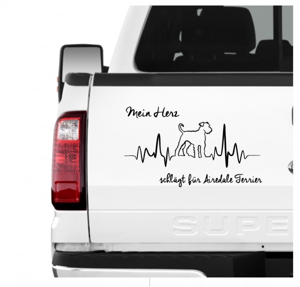 Airedale Terrier Aufkleber Auto Herz Heartbeat Hundeaufkleber Hunde