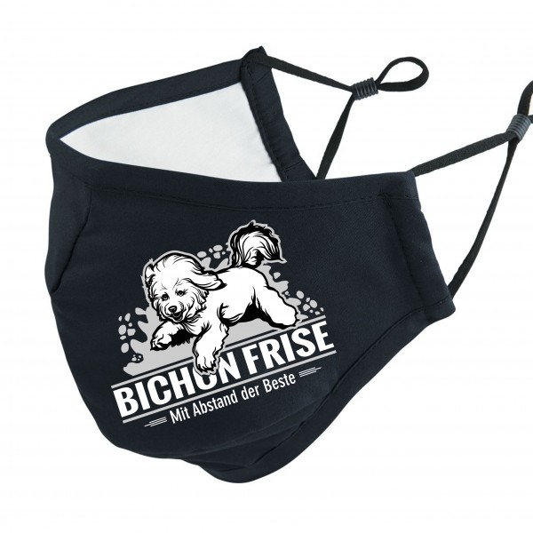 Bichon Frise a poil frise Tenerife weiß mit Abstand Maske Mund Nasenschutz Behelfsmaske funny Sprüche by Siviwonder