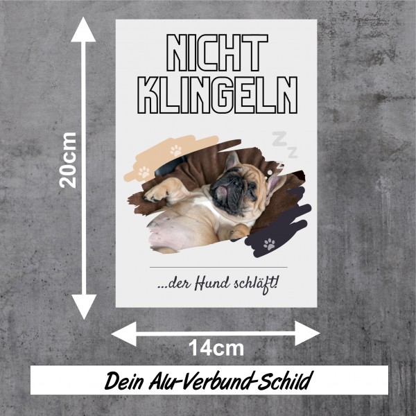 Französische Bulldogge Hund nicht klingeln schlafen Schild Dog Hund Spruch Türschild Hundeschild Wall Art Gefährte