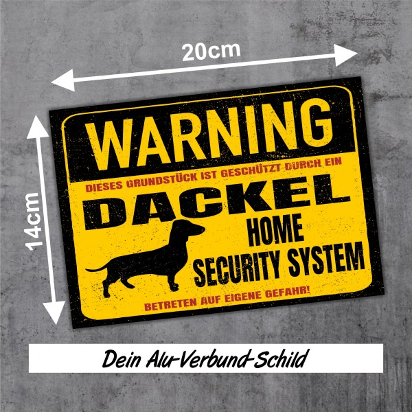 Dackel Teckel Dachshund Miniature Mini Warning Security System Warnschild Hund Schilder Hundeschild